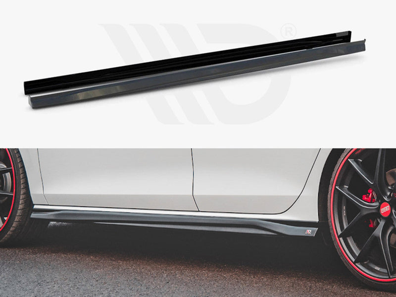 Maxton Design Gloss Black Side Skirts Diffusers V3 VW Golf 8 GTI / GTI Clubsport / R-Line (2020-)