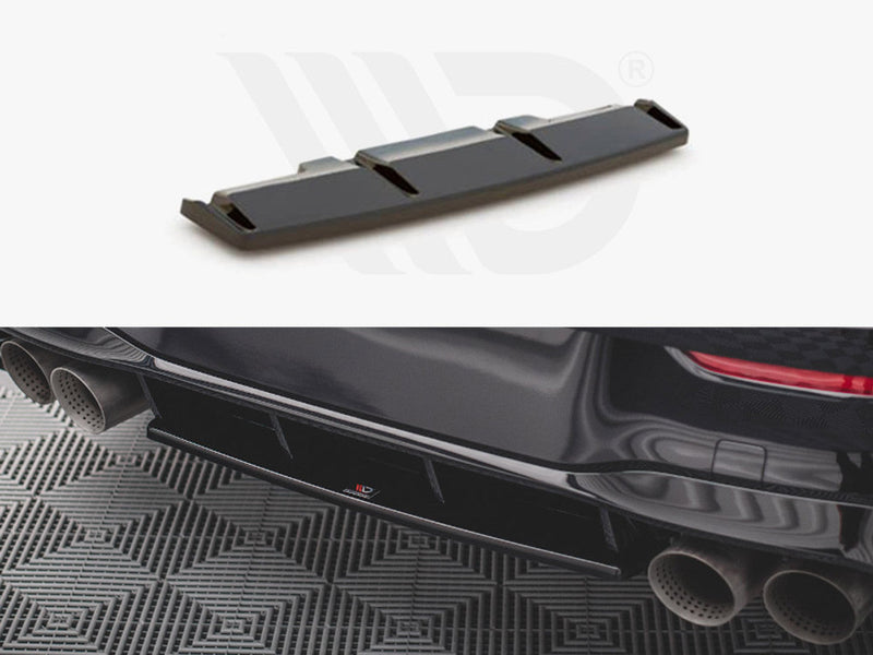 Maxton Design Gloss Black Central Rear Splitter VW Golf R Mk8 (2020-)